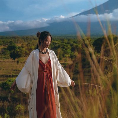 Off White Organic Ceremonial Robe Bohemian Tribal Cover