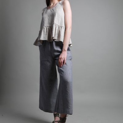 Handmade Linen Ankle Pants: Relaxed Fit Trousers Pockets