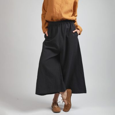 Drop Crotch Linen Palazzo Pants: Wide Leg Cropped
